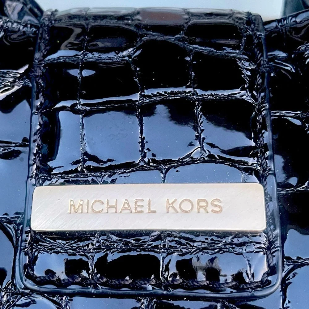 Michael Kors Luxurious Black Croc Embossed Hobo Bag